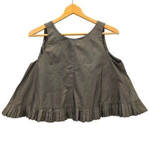 Elm Design Icelandic Design Olive Brown Pleated Ruffle Babydoll Tank Top Size 1